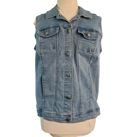 Blair Denim Vest Homemade Embroidery Sleeveless Jean Jacket Size M - Picture 2 of 7